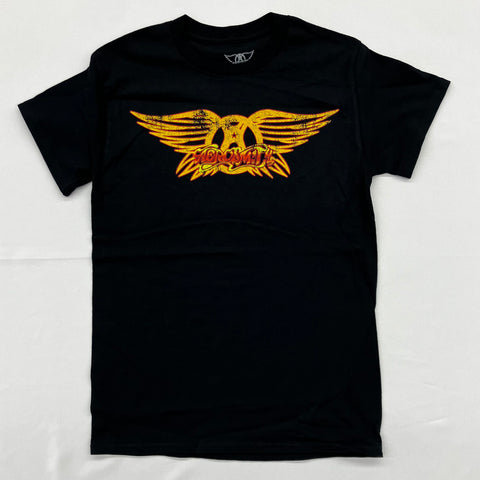 Aerosmith - Gold Logo Black Shirt