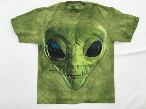 Aliens- Green Alien Face Mountain T-Shirt